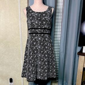 Talbots Black and White Floral Midi Dress